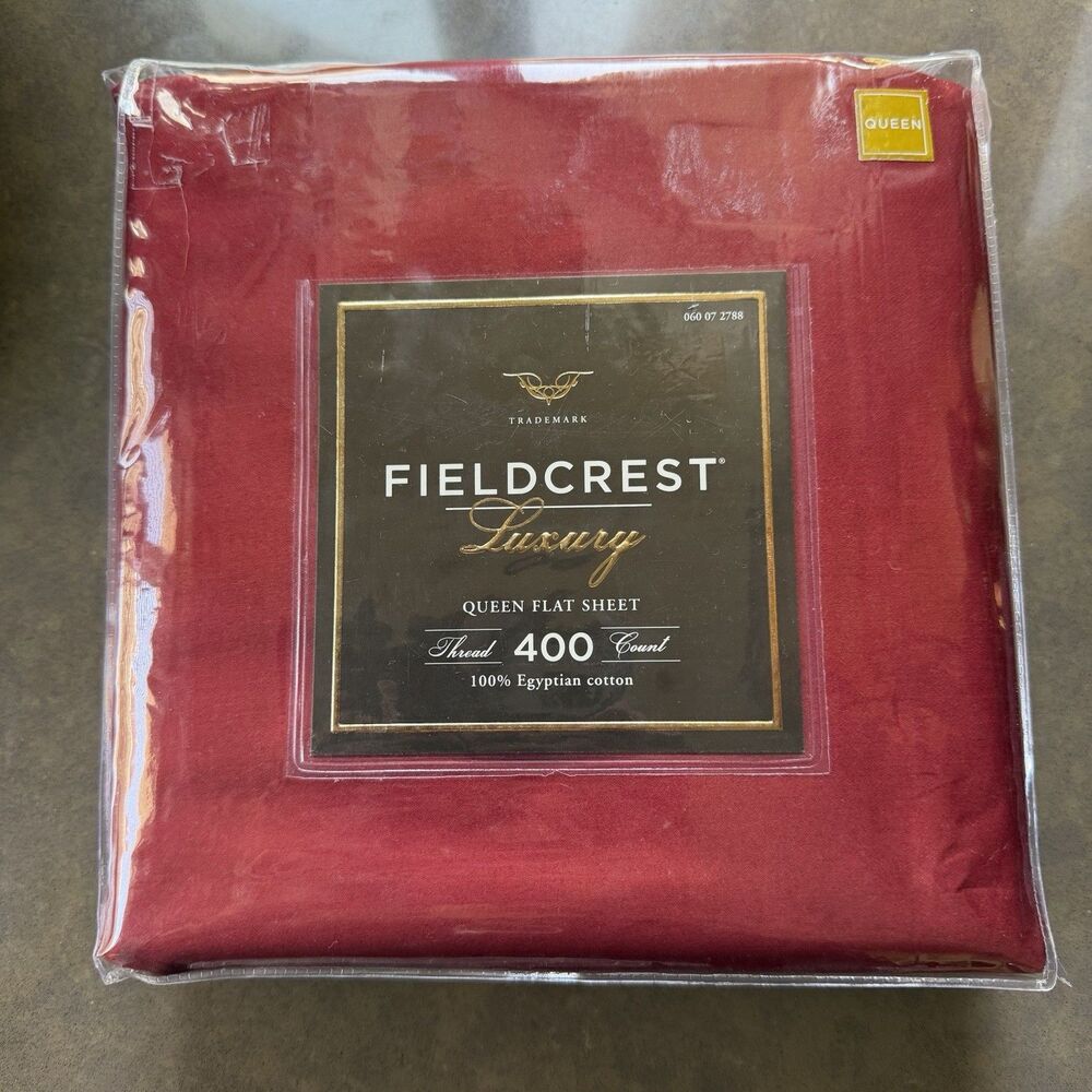 NEW Fieldcrest Luxury Queen Flat Sheet 400 TC Egyptian 100% Cotton Maroon